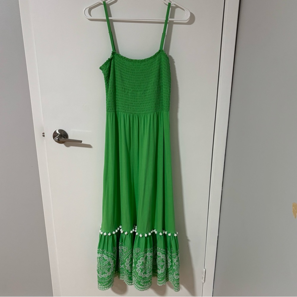 Lilly Pulitzer Modesto smocked cabana green eyelet skirted midi dress - Picture 8 of 13